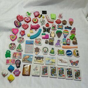 Collection of over 60 vintage erasers from the 70s, 80s, and 90s